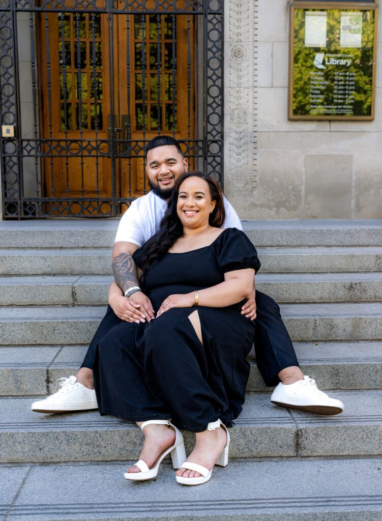Portland engagement session at the library