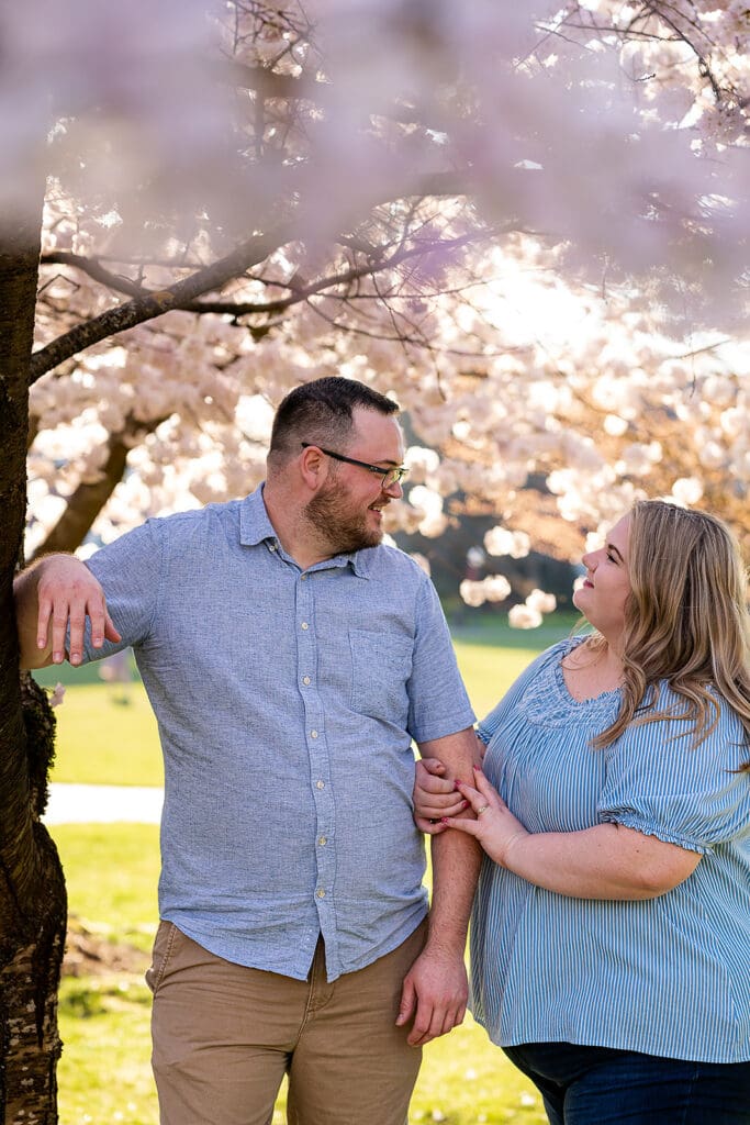 Oregon cherry blossom mini engagement session
