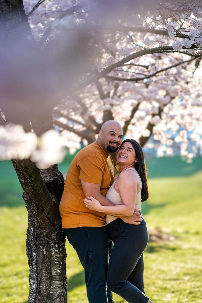 Oregon cherry blossom mini engagement session