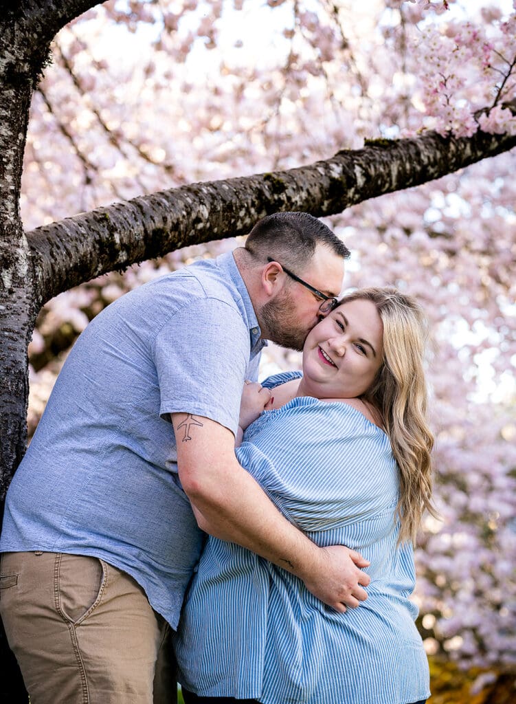 Oregon cherry blossom mini engagement session